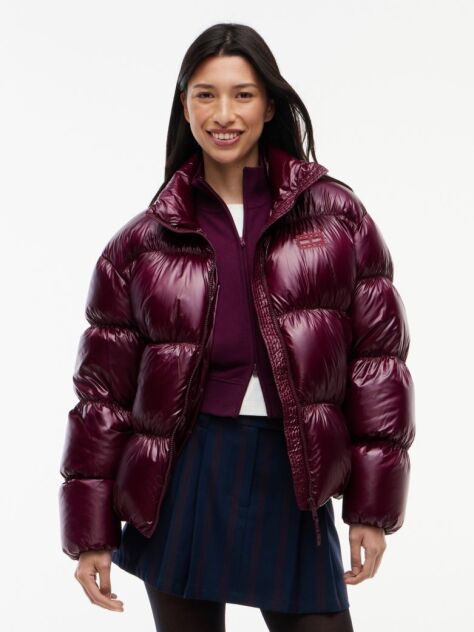 Purple Shiny Down Ripstop Relaxed Puffer Jacket  Women