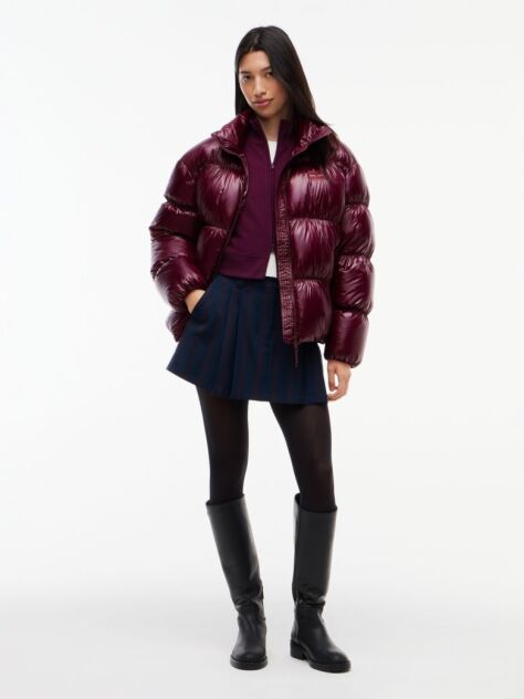 Purple Shiny Down Ripstop Relaxed Puffer Jacket  Women