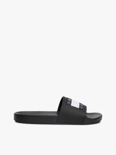 Black Essential Flag Badge Pool Slides  Men