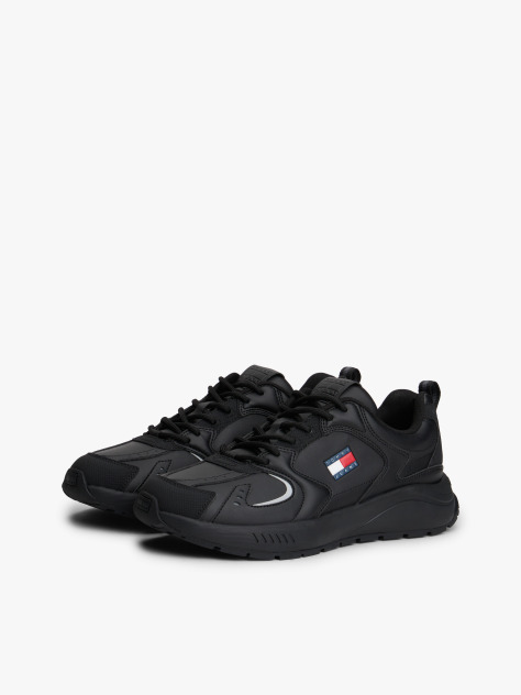 Black Mixed Texture Cleat Trainers  Men