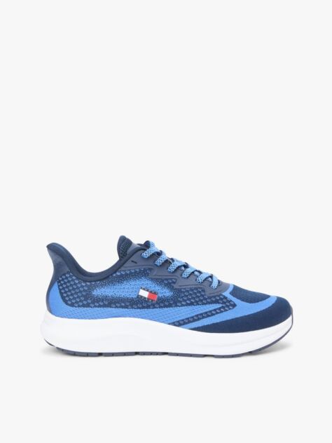 Blue Jacquard Knit Logo Trainers  Men