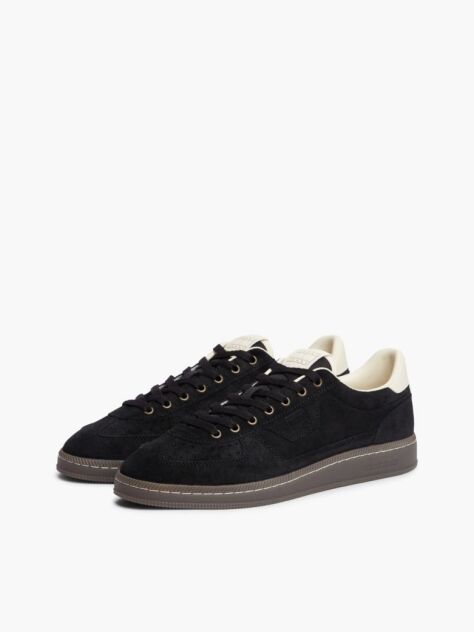 Black The Greenwich Logo Suede Court Sneakers  Men
