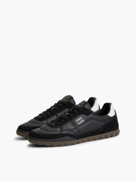 Μαύρο Δερμάτινα Sneakers Με Χαμηλό Κόψιμο  Άνδρες