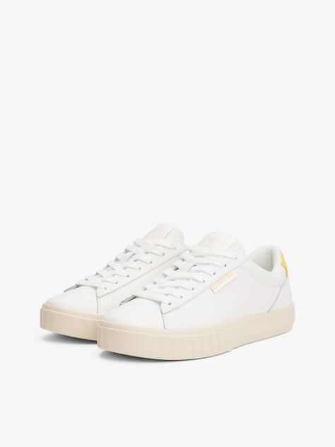 Yellow Essential Leather Contrast Cupsole Trainers  Women