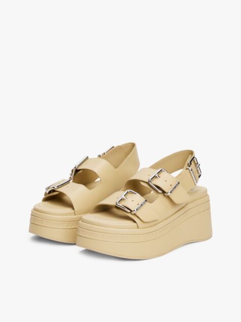 Beige Leather Platform Sandals  Women