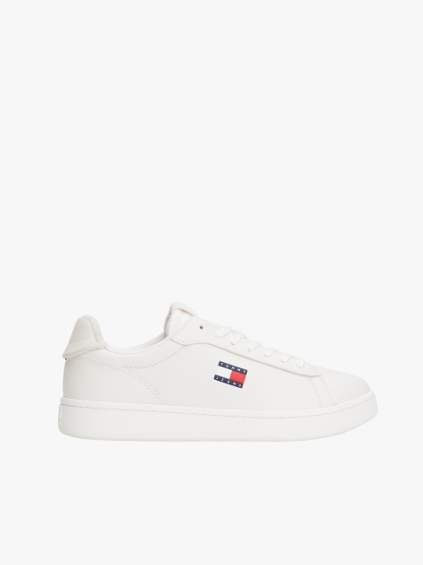 Beige Leather Archive Court Trainers  Women