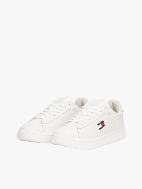 Beige Leather Archive Court Trainers  Women