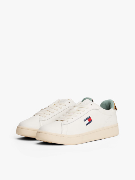 Beige Archive Court Leopard Print Heel Trainers  Women