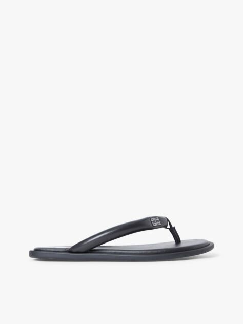 Black Padded Leather Flip-Flops  Women