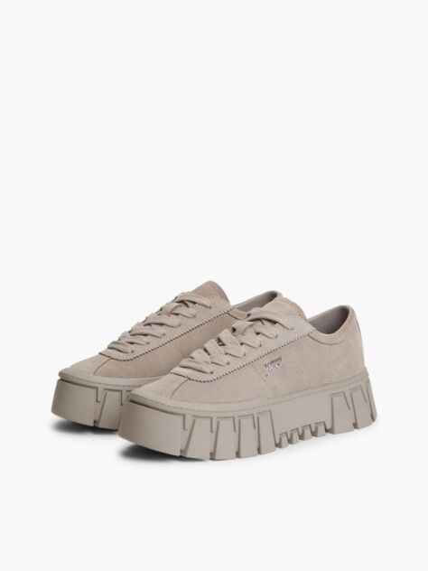 Brown Suede Logo Platform Sneakers  Women
