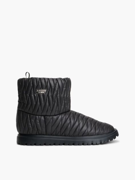 Black Warm Lined Quilted Snow Boots  Women
