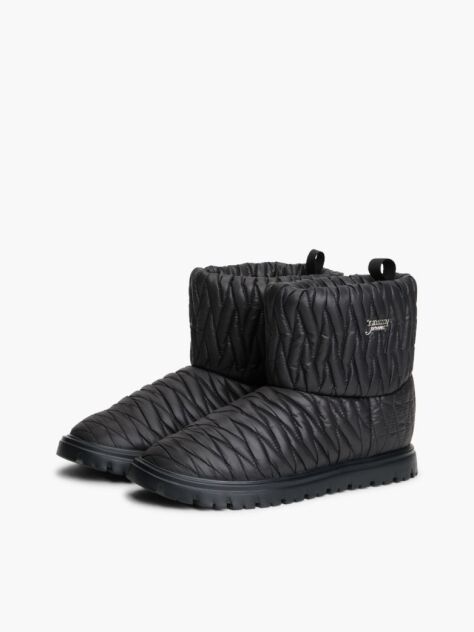 Black Warm Lined Quilted Snow Boots  Women