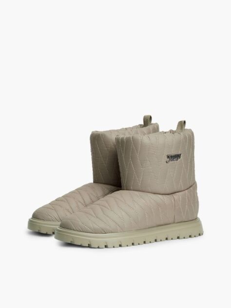 Beige Warm Lined Quilted Snow Boots  Women