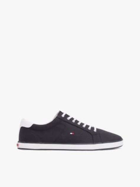 Blue Canvas Lace Up Trainers  Men