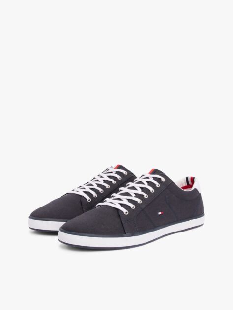 Blue Canvas Lace Up Trainers  Men