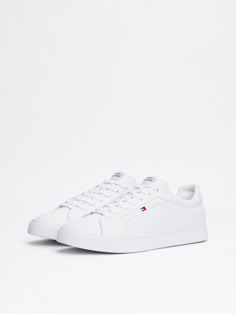 White Essential Leather Lace-Up Trainers  Men