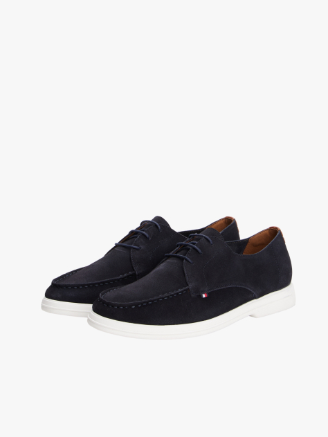 Blue Suede Moc Toe Derby Shoes  Men