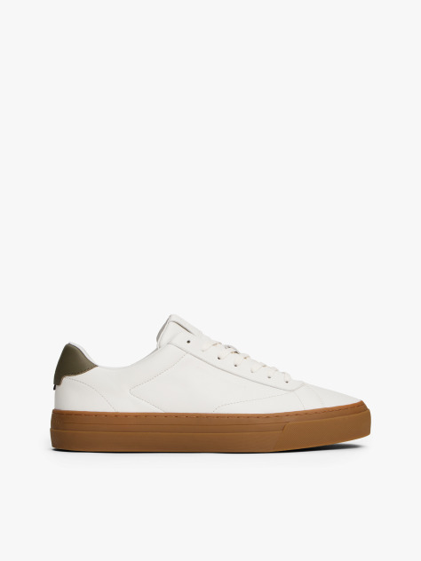 Beige Leather Cupsole Trainers  Men