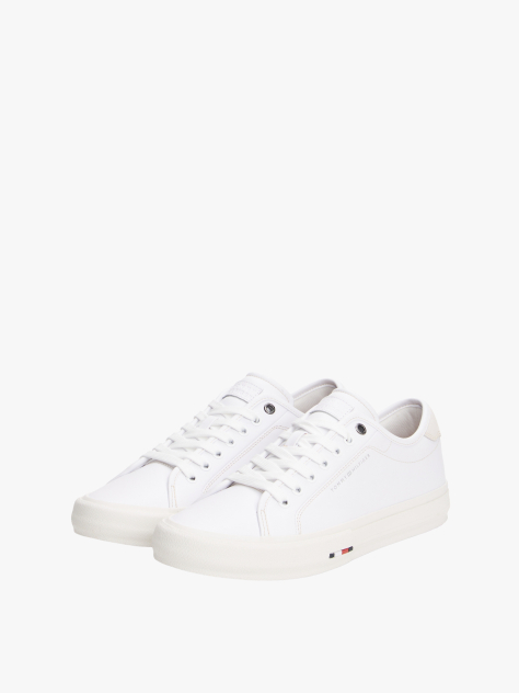 White Leather Signature Trainers  Men