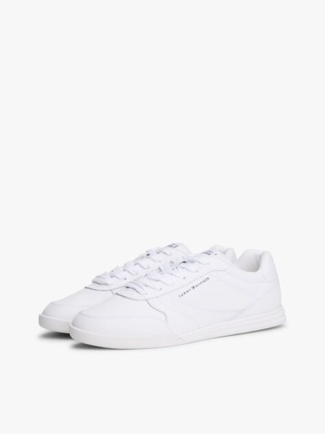 Άσπρο Δερμάτινα Sneakers Με Ανάγλυφο Λογότυπο  Άνδρες
