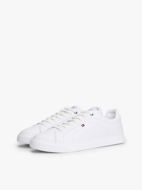 White Lightweight Leather Cupsole Court Trainers  Men