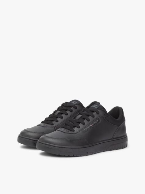 Black Lightweight Basketball Trainers With Leather  Men