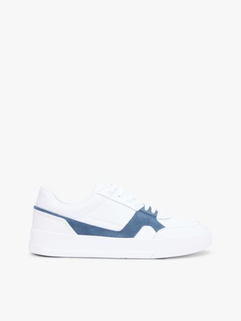 Multi Leather Contrast Panel Court Trainers  Men