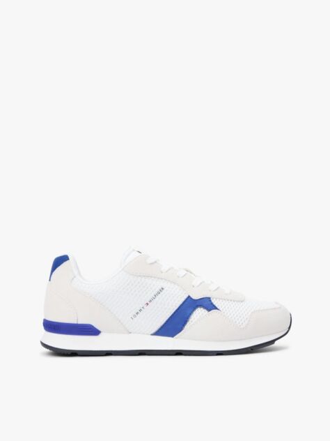 White Mixed Texture Mesh Cleat Trainers  Men