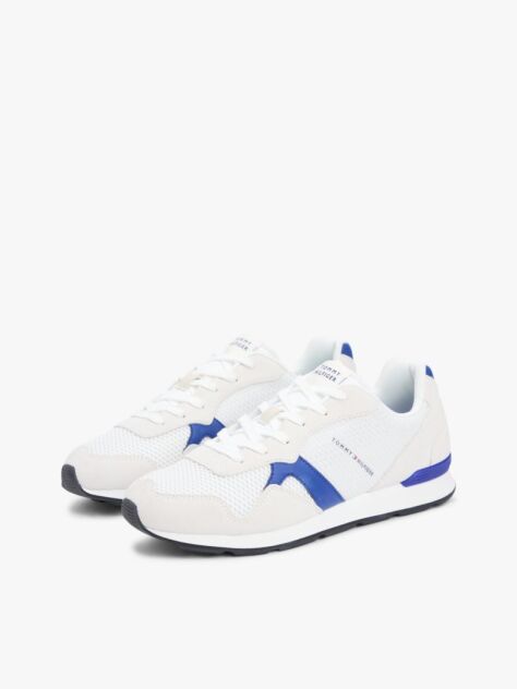 White Mixed Texture Mesh Cleat Trainers  Men