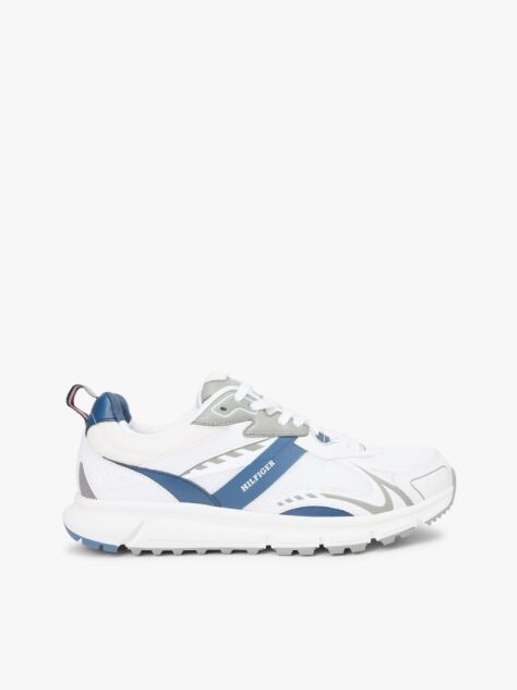 White Mixed Texture Cleat Trainers  Men