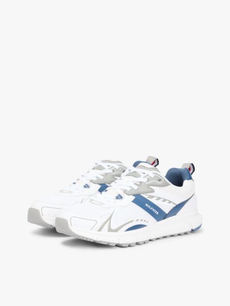White Mixed Texture Cleat Trainers  Men