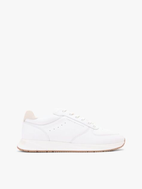 Άσπρο Δερμάτινα Sneakers Με Ανάγλυφο Λογότυπο  Άνδρες