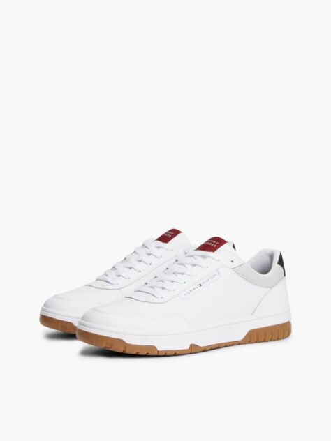 Blue Mixed Texture Basketball Trainers With Leather  Men
