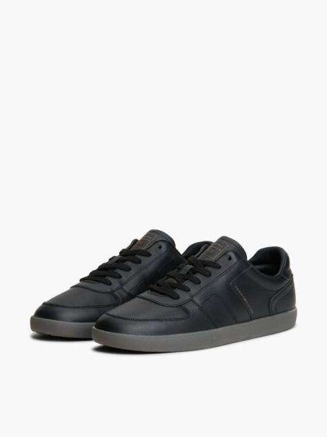 Μαύρο Δερμάτινα Sneakers Με Λογότυπο  Άνδρες