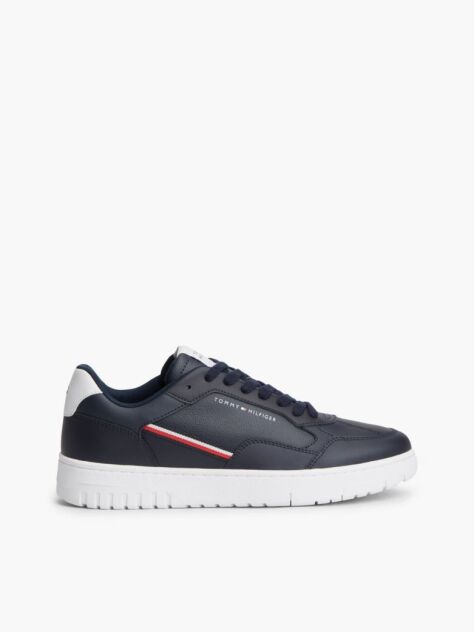 Μπλε Δερμάτινα Sneakers Basketball Με Global Ριγέ Λεπτομέρεια  Άνδρες