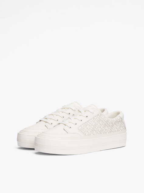 Μπεζ TH Monogram Δερμάτινα Sneakers Με Πάτο Flatform  Γυναίκες