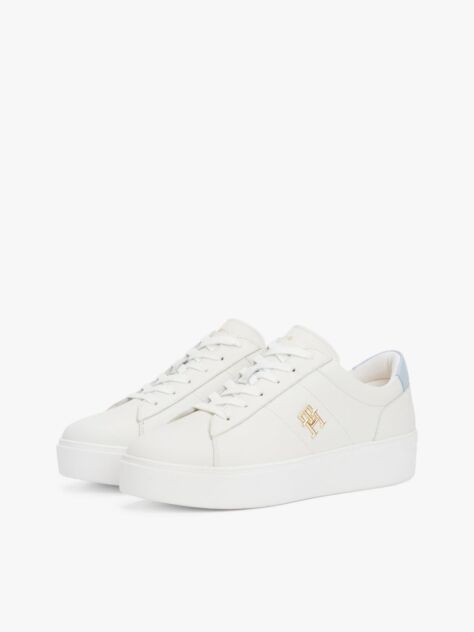 Multi Leather Platform Court Trainers  Women
