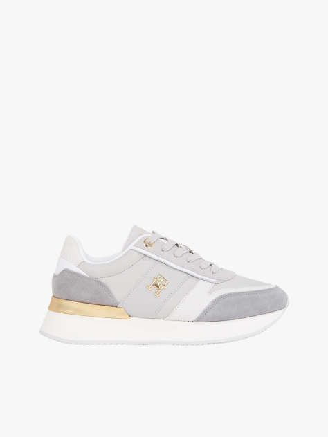 Multi Δερμάτινα Sneakers Με Μεταλλικό Πάνελ  Γυναίκες