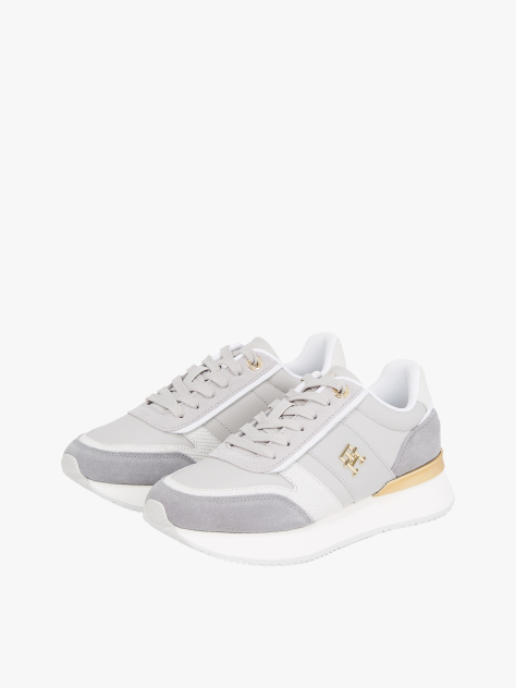 Multi Δερμάτινα Sneakers Με Μεταλλικό Πάνελ  Γυναίκες