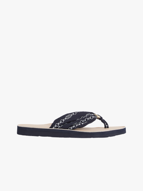 Blue Elevated Monogram Plaque Flip-Flops  Women