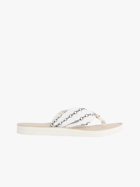 White Elevated Monogram Plaque Flip-Flops  Women