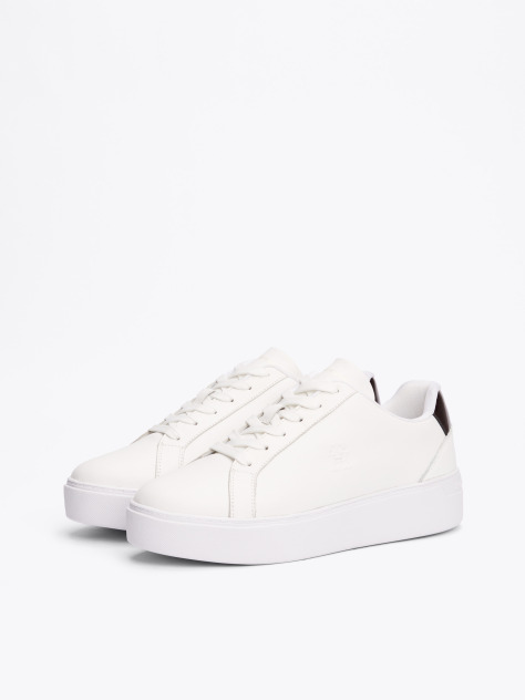 Άσπρο Δερμάτινα Sneakers Με Πάτο Flatform  Γυναίκες