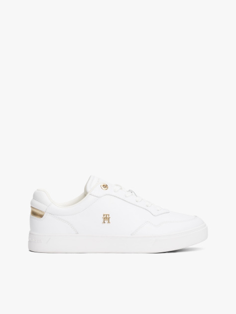 White Leather TH Monogram Court Trainers  Women