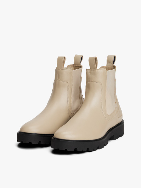 Beige Leather Chelsea Boots  Women