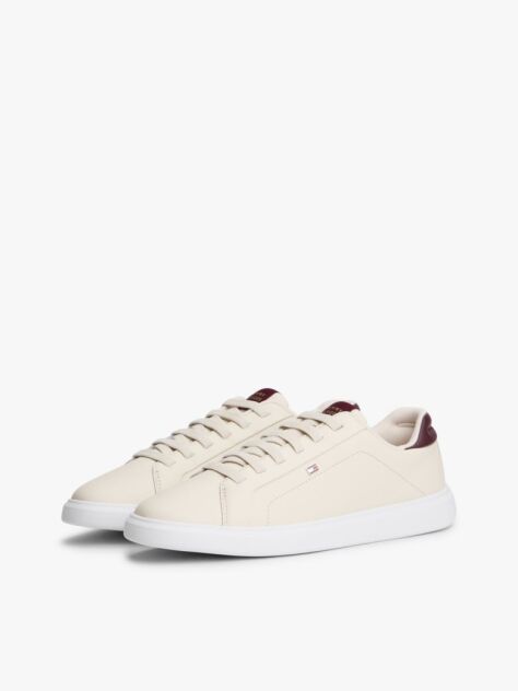 Beige Lightweight Leather Cupsole Court Trainers  Women