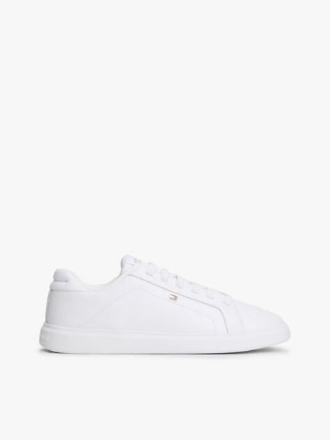 White Lightweight Leather Cupsole Court Trainers  Women