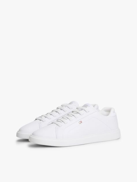 White Lightweight Leather Cupsole Court Trainers  Women