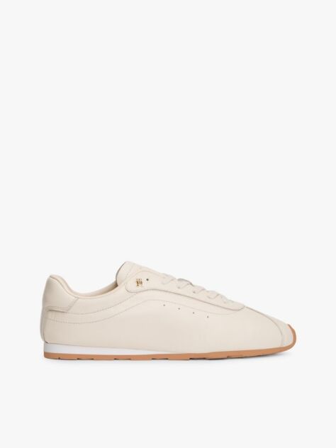 Μπεζ TH Monogram Δερμάτινα Sneakers Με Χαμηλό Κόψιμο  Γυναίκες