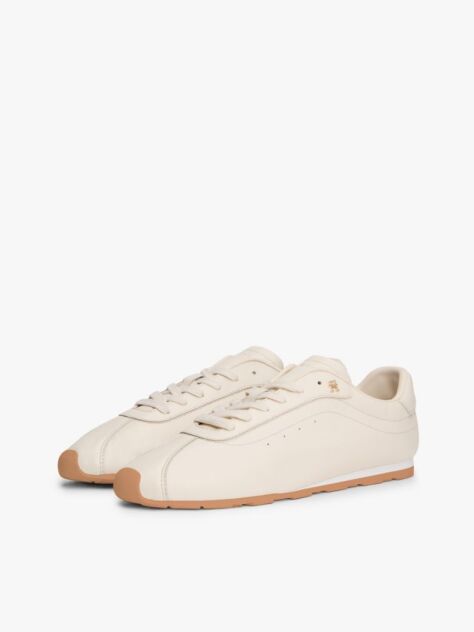 Μπεζ TH Monogram Δερμάτινα Sneakers Με Χαμηλό Κόψιμο  Γυναίκες