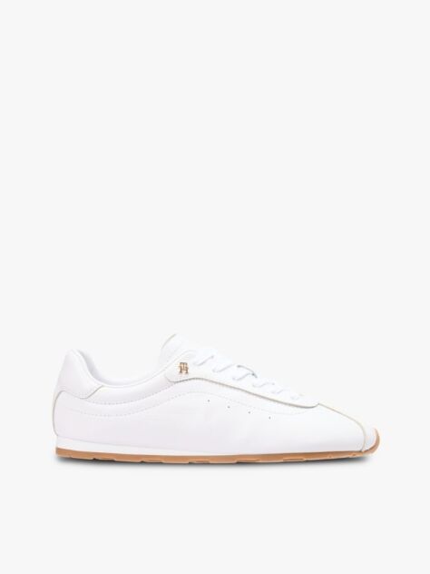 Άσπρο TH Monogram Δερμάτινα Sneakers Με Χαμηλό Κόψιμο  Γυναίκες